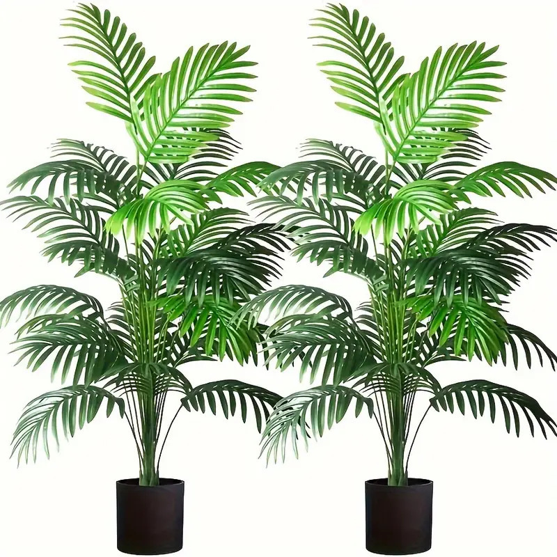 Monstera Adansonii - ต้นปาล์มอะรีกาปลอม 24 ใบ ต้นไม้ประดิษฐ์ในกระถางพลาสติกสีเขียว ต้นไม้ปลอม บอนไซ