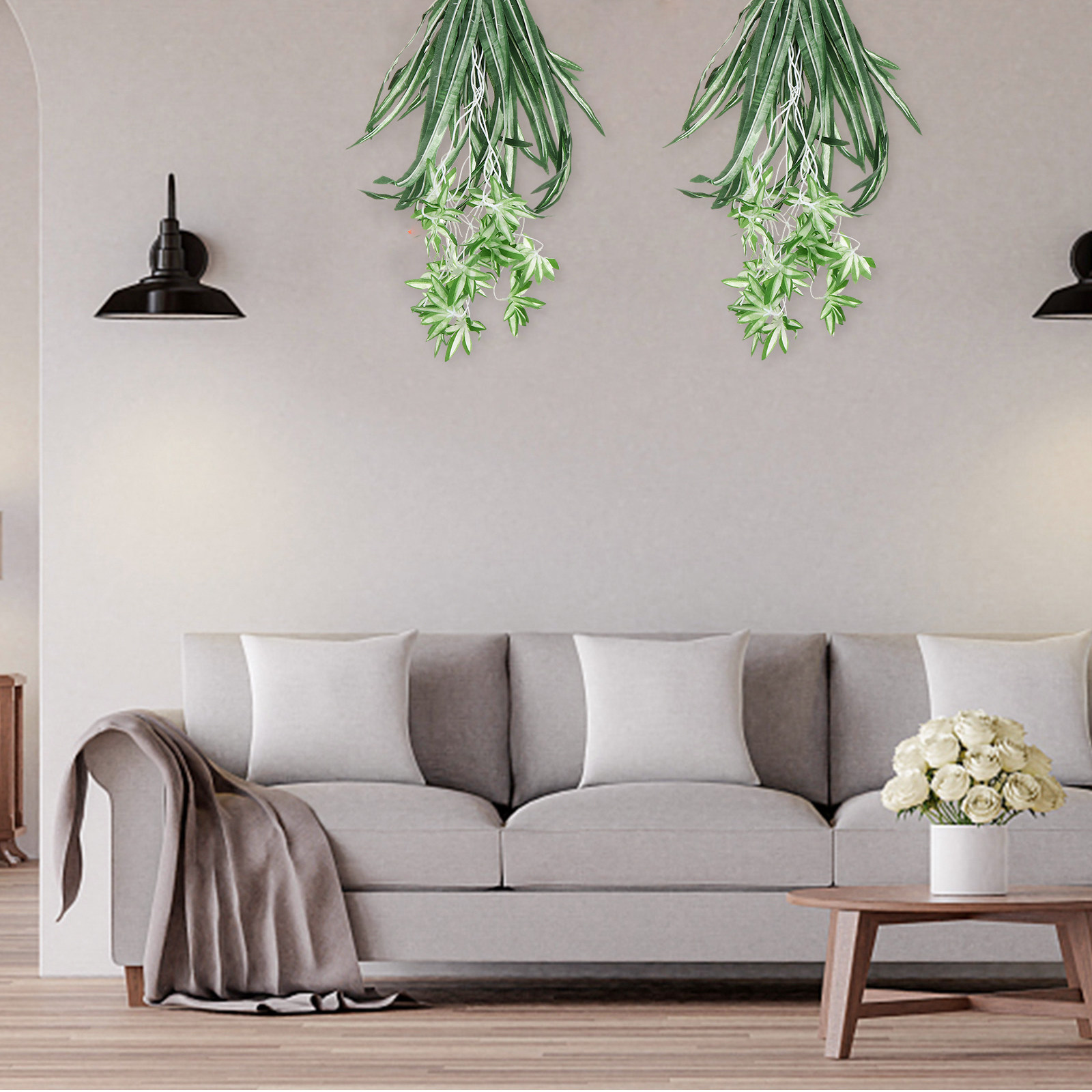 Spider Plant Hanging - 1 ชิ้น ต้นไม้ประดิษฐ์คลอโรฟิทัม พลาสติกสมจริง สำหรับตกแต่งบ้าน สวน
